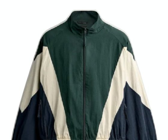 Chamarra colorblock verde / crema / navy